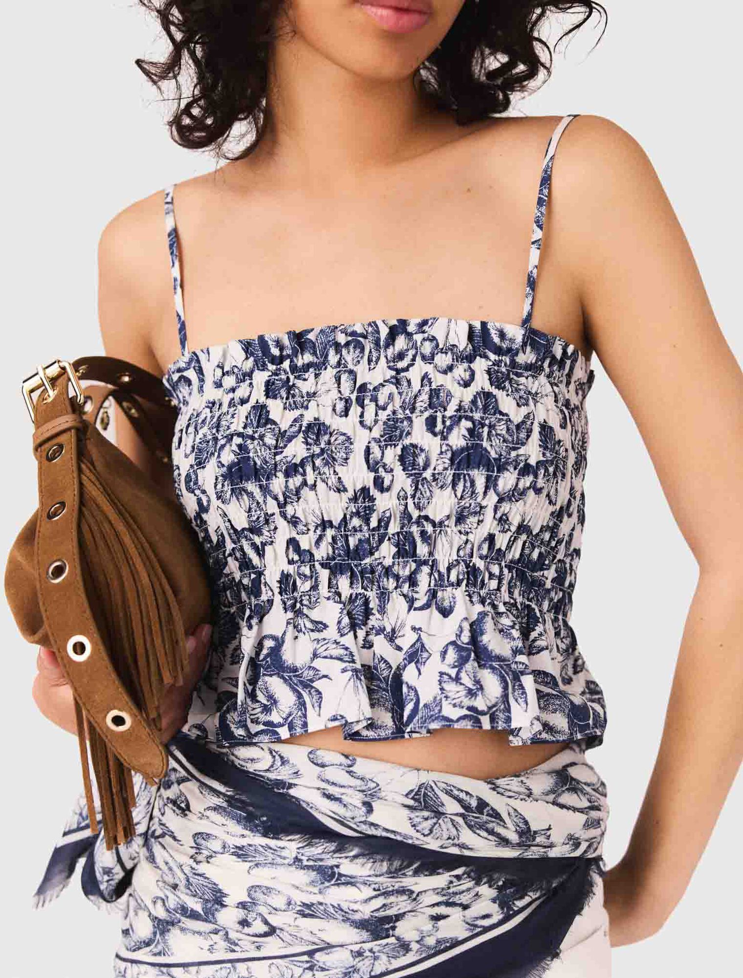 Gesmoktes bedrucktes Top