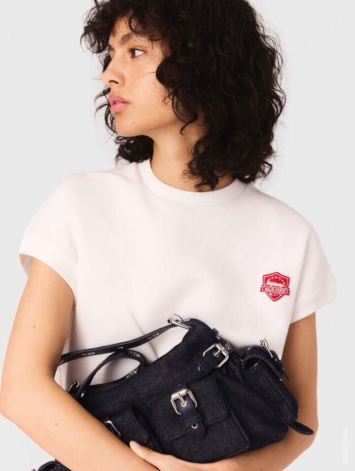Crop-Sweatshirt mit gesticktem Logo