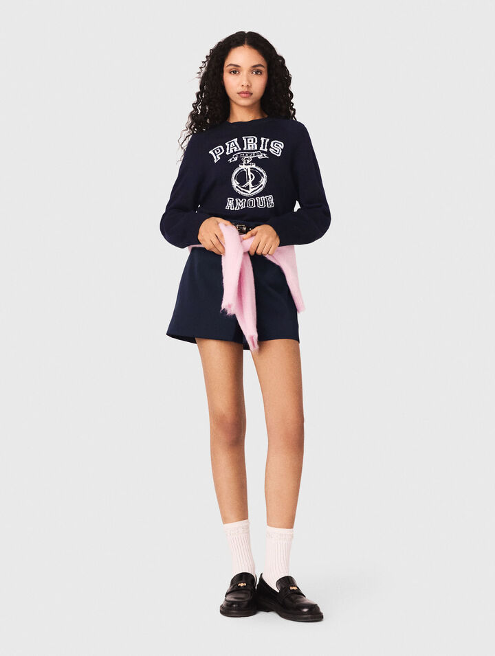 Rundhalspullover mit Schriftzug