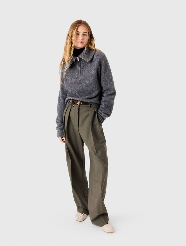 Yak-Pullover mit Zip-Kragen