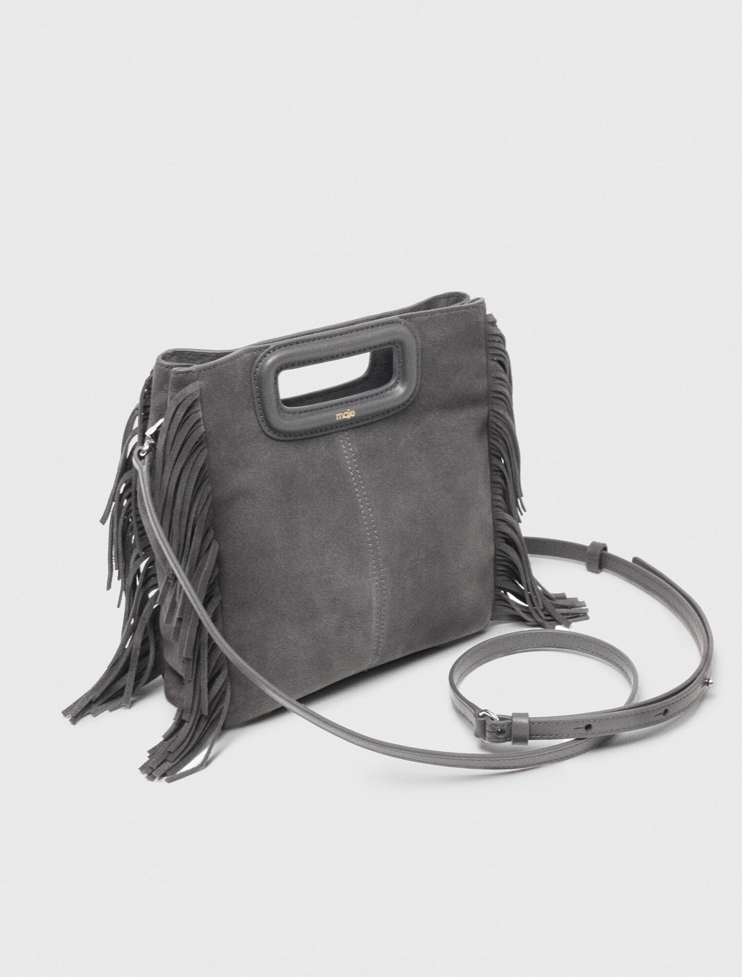M-Tasche aus Wildleder mit Fransen