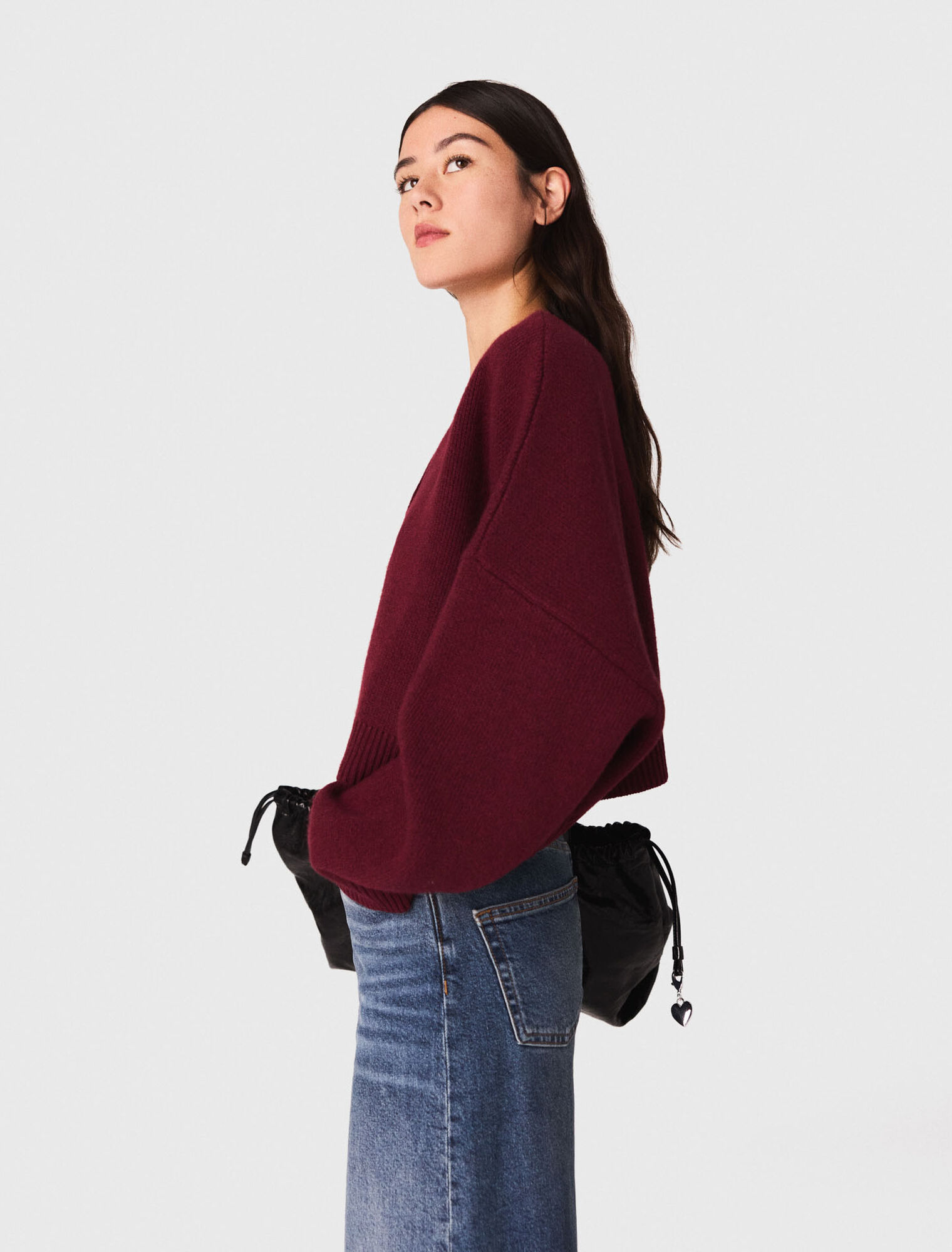 Kurzer Cardigan aus Wollmischgewebe