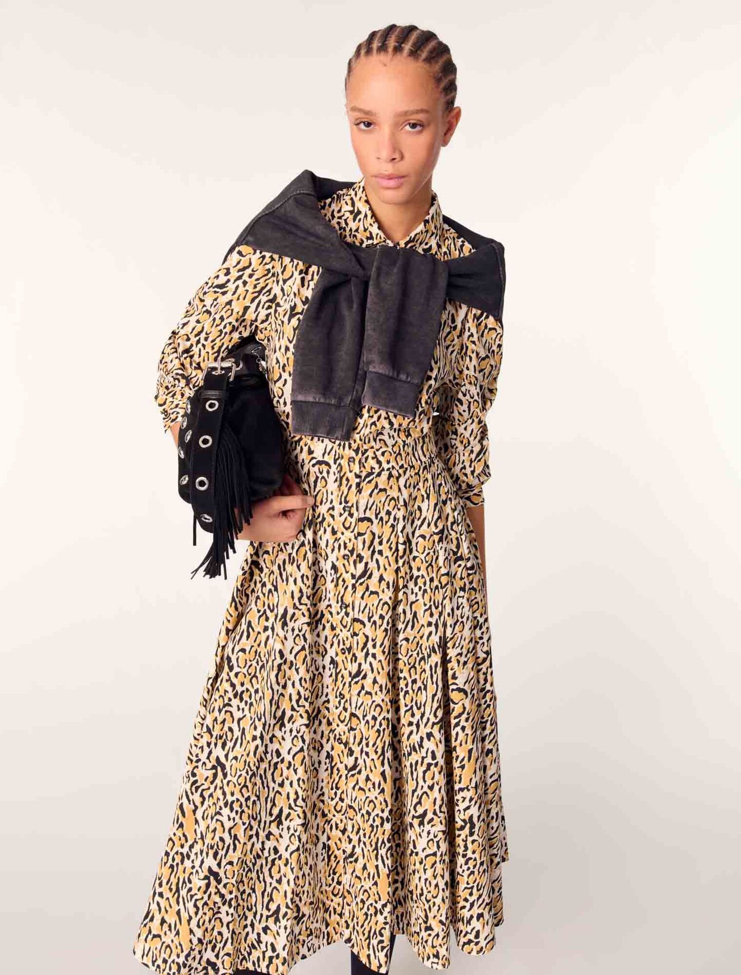 Midi-Kleid mit Leoparden-Print