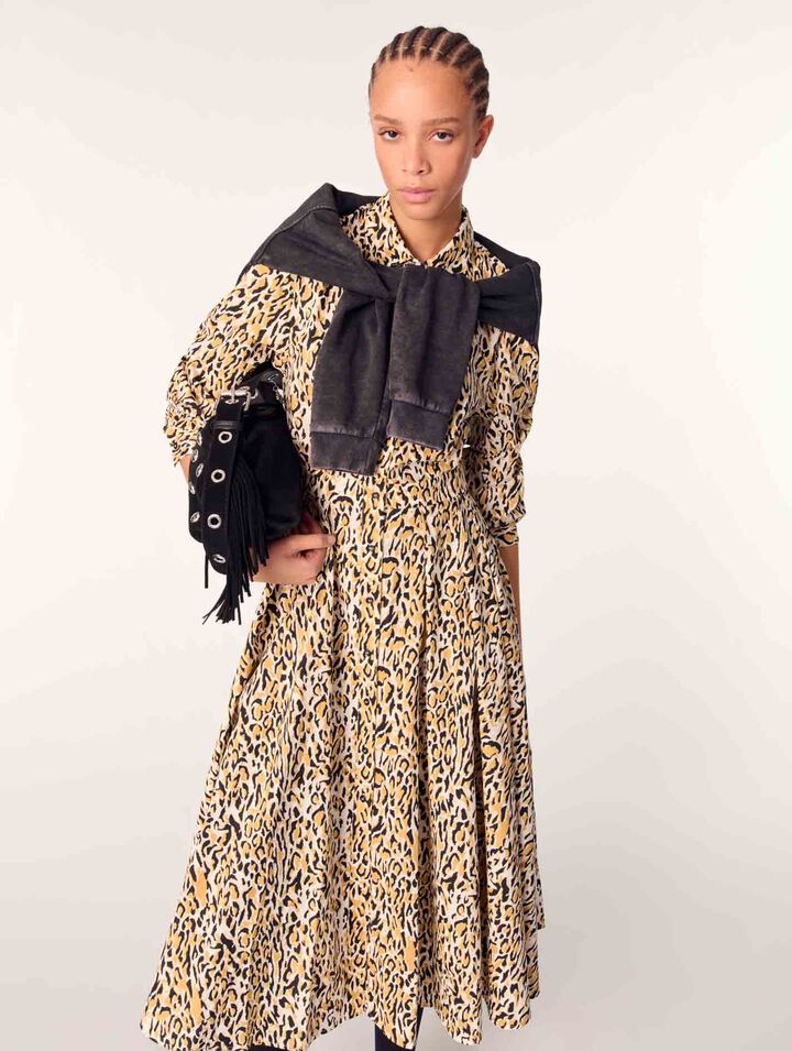 Midi-Kleid mit Leoparden-Print