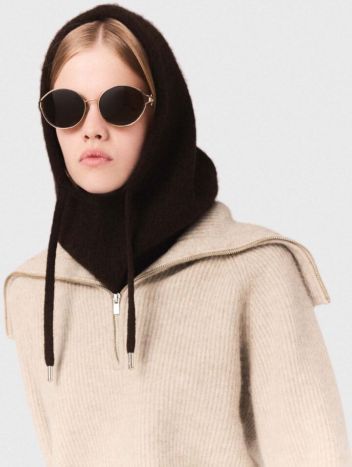 Strass-Pullover mit Reißverschlusskragen