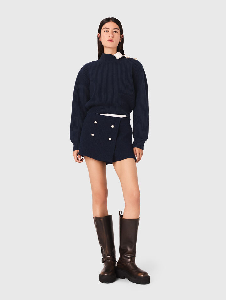 Shorts aus Tweed mit Kontrastband