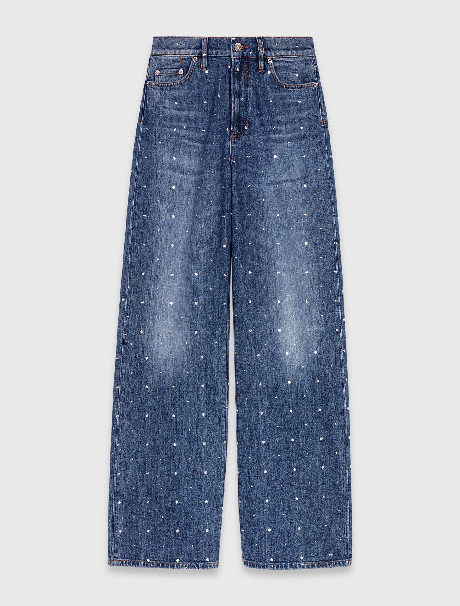 Weite Denim-Jeans mit Nieten