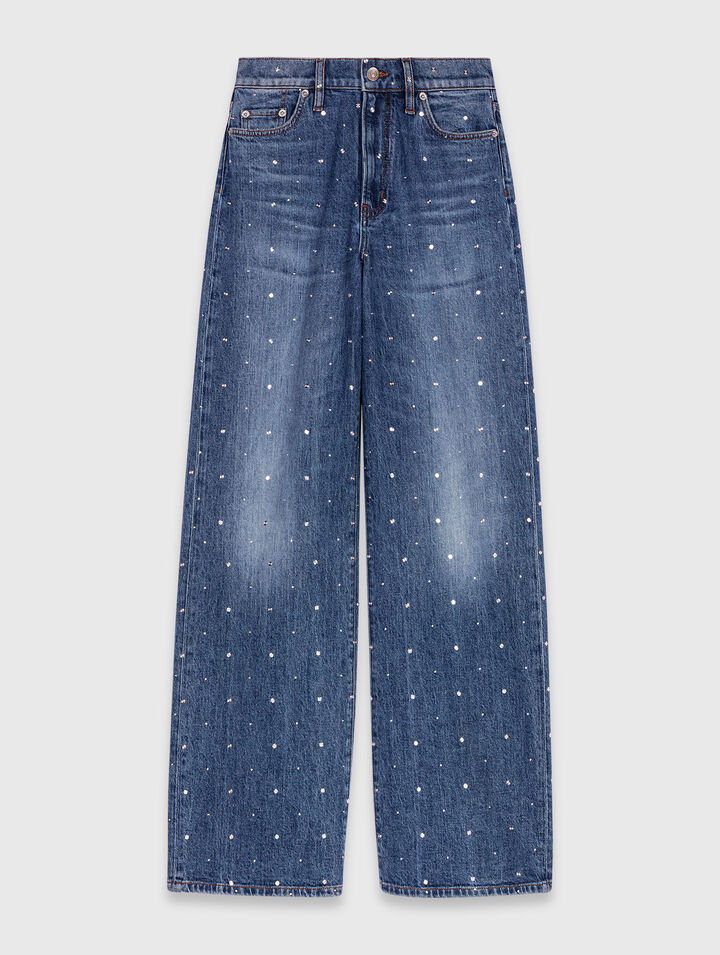 Weite Denim-Jeans mit Nieten