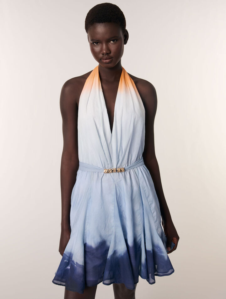 Kurzes Kleid mit Batik-Muster
