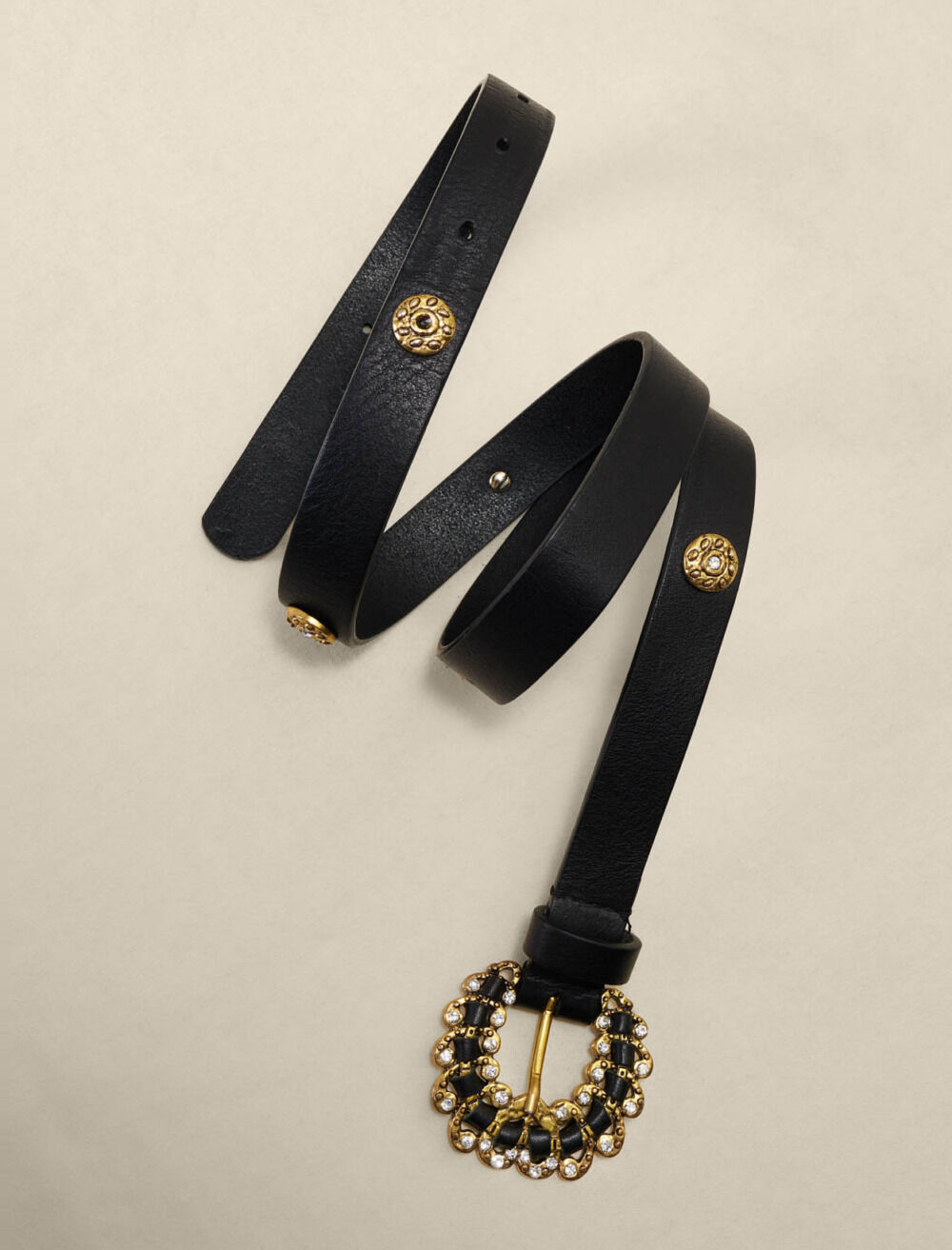 Ledergurtel mit Strasssteinen Offline Accessories Maje