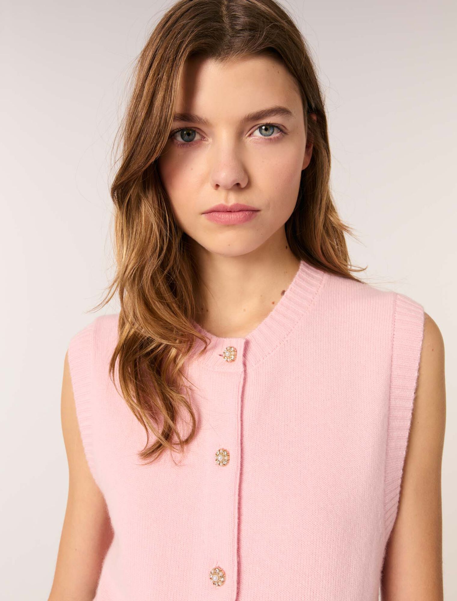 Ärmelloser Cardigan aus Wolle