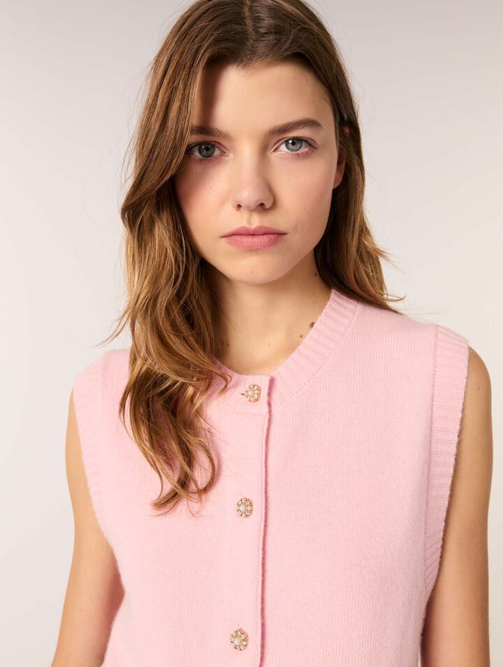 Ärmelloser Cardigan aus Wolle