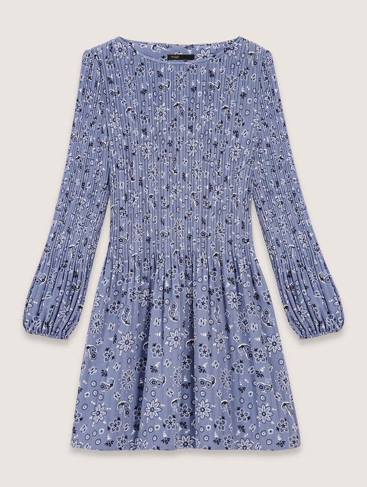 Plissiertes Kleid mit Print