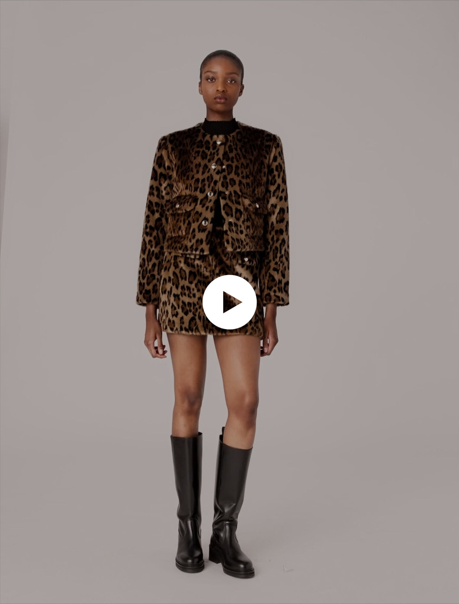 Leopard-Kunstpelzjacke
