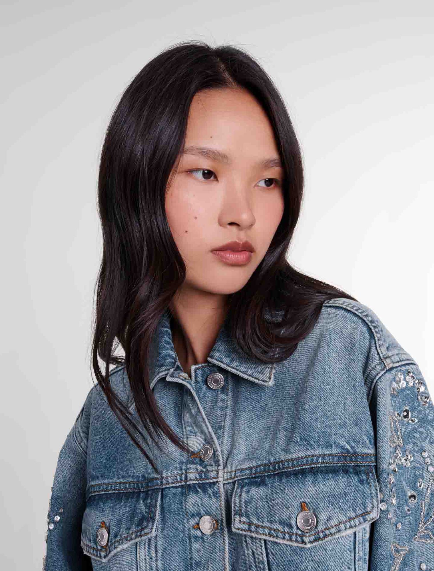 Blouson aus besticktem Denim 