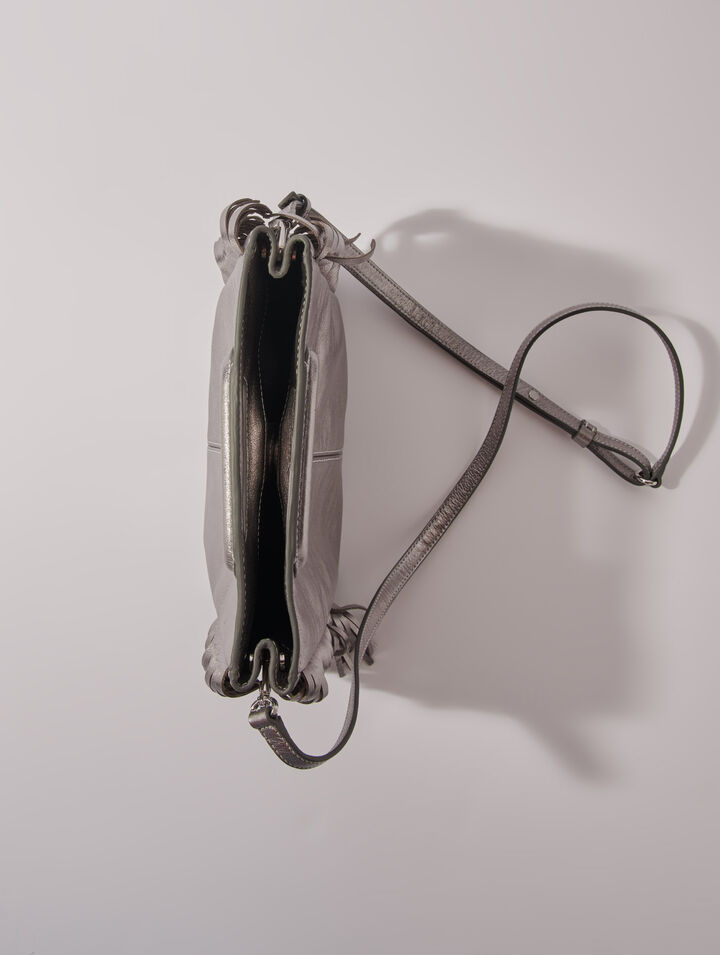 Ledertasche M in Gunmetal
