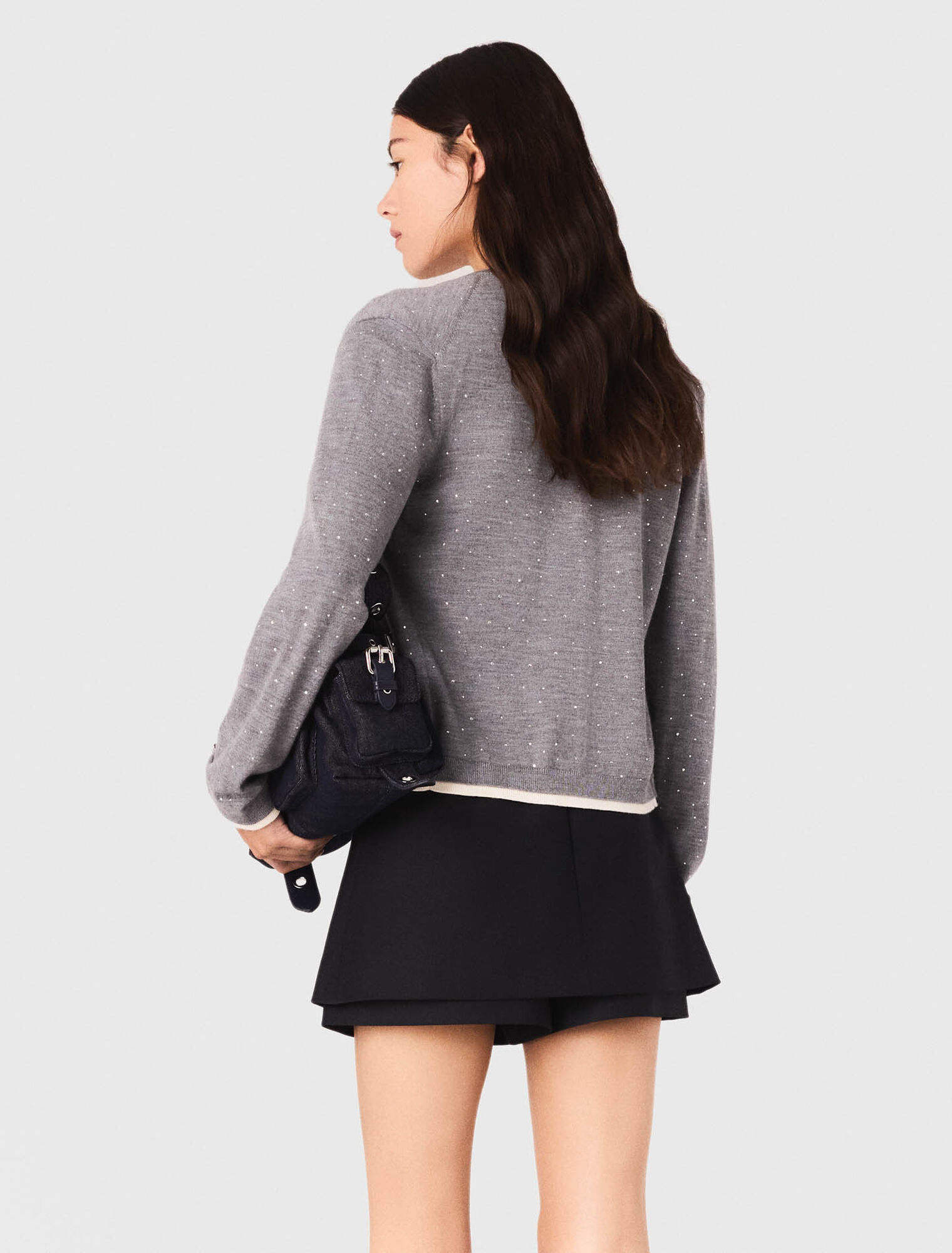 Cardigan aus 100% Wolle mit Strass