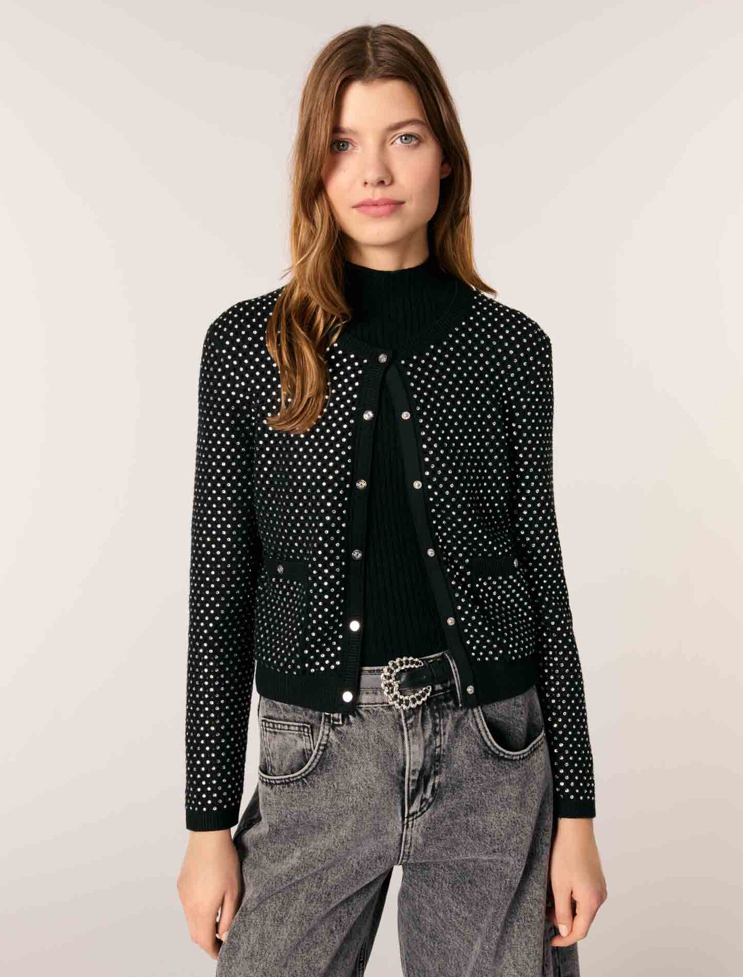 Cardigan mit Strass-Verzierung