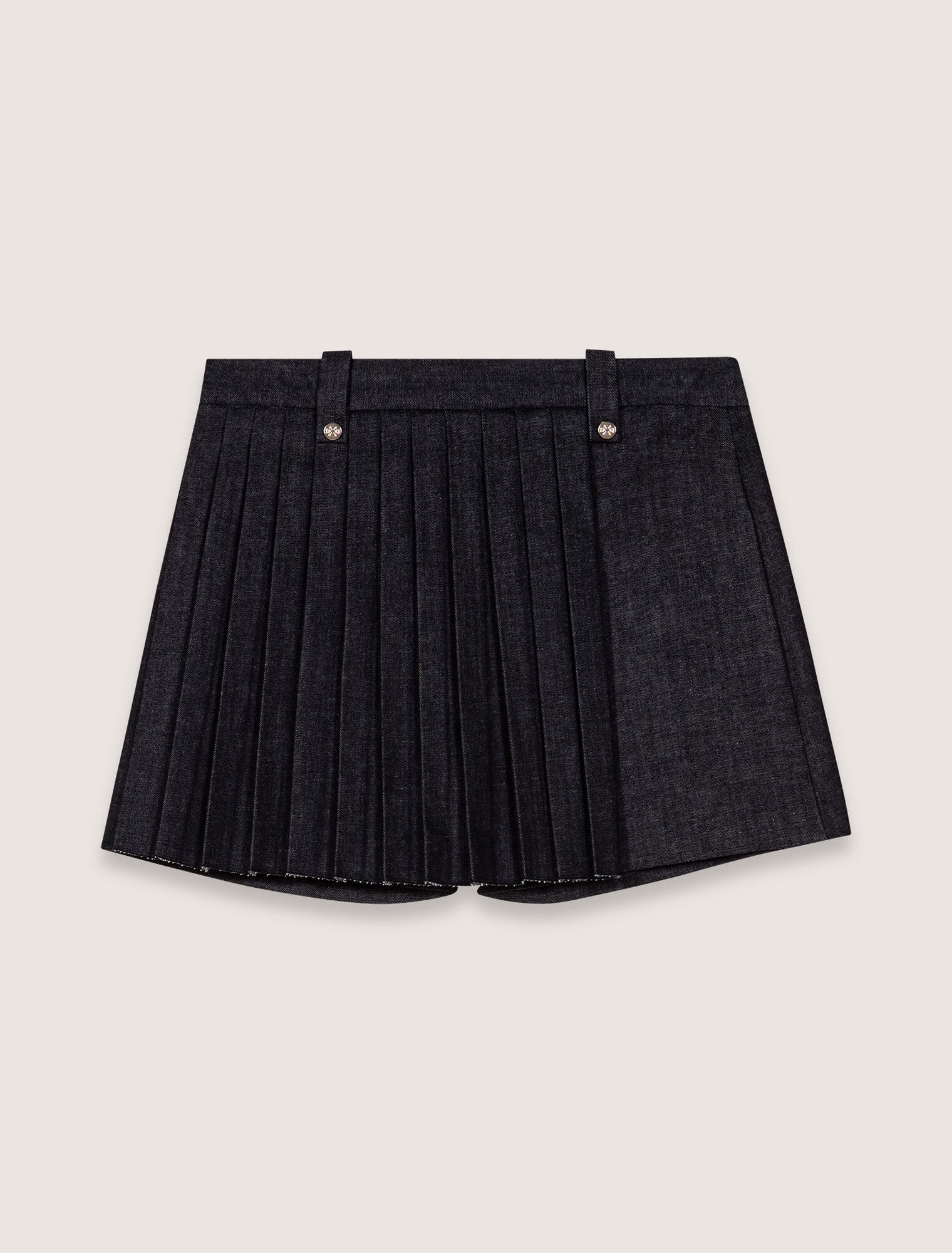 Shorts aus plissiertem Denim