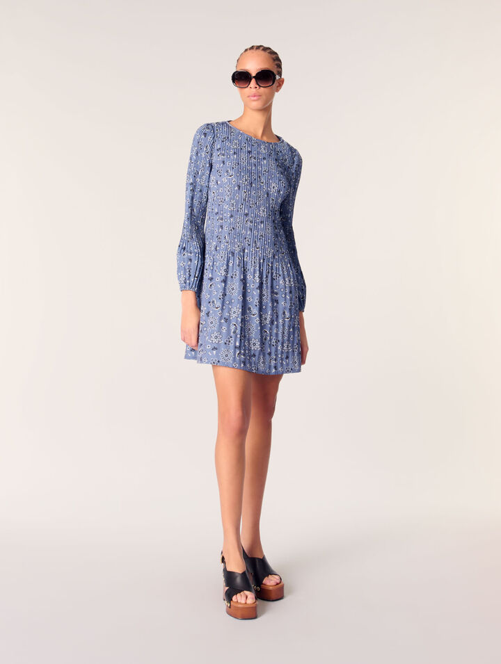 Plissiertes Kleid mit Print