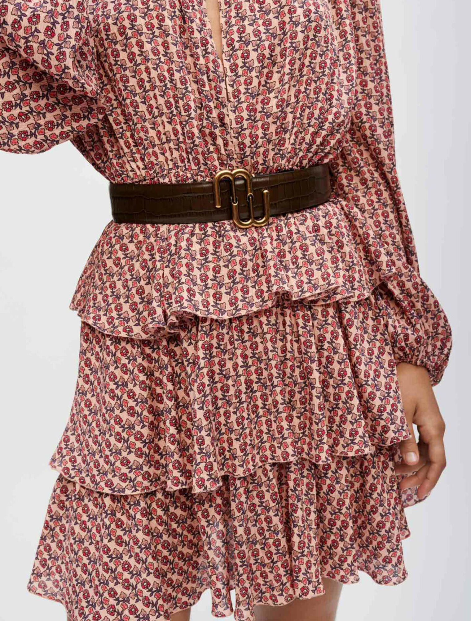 Bedrucktes fließendes Kleid mit Volants