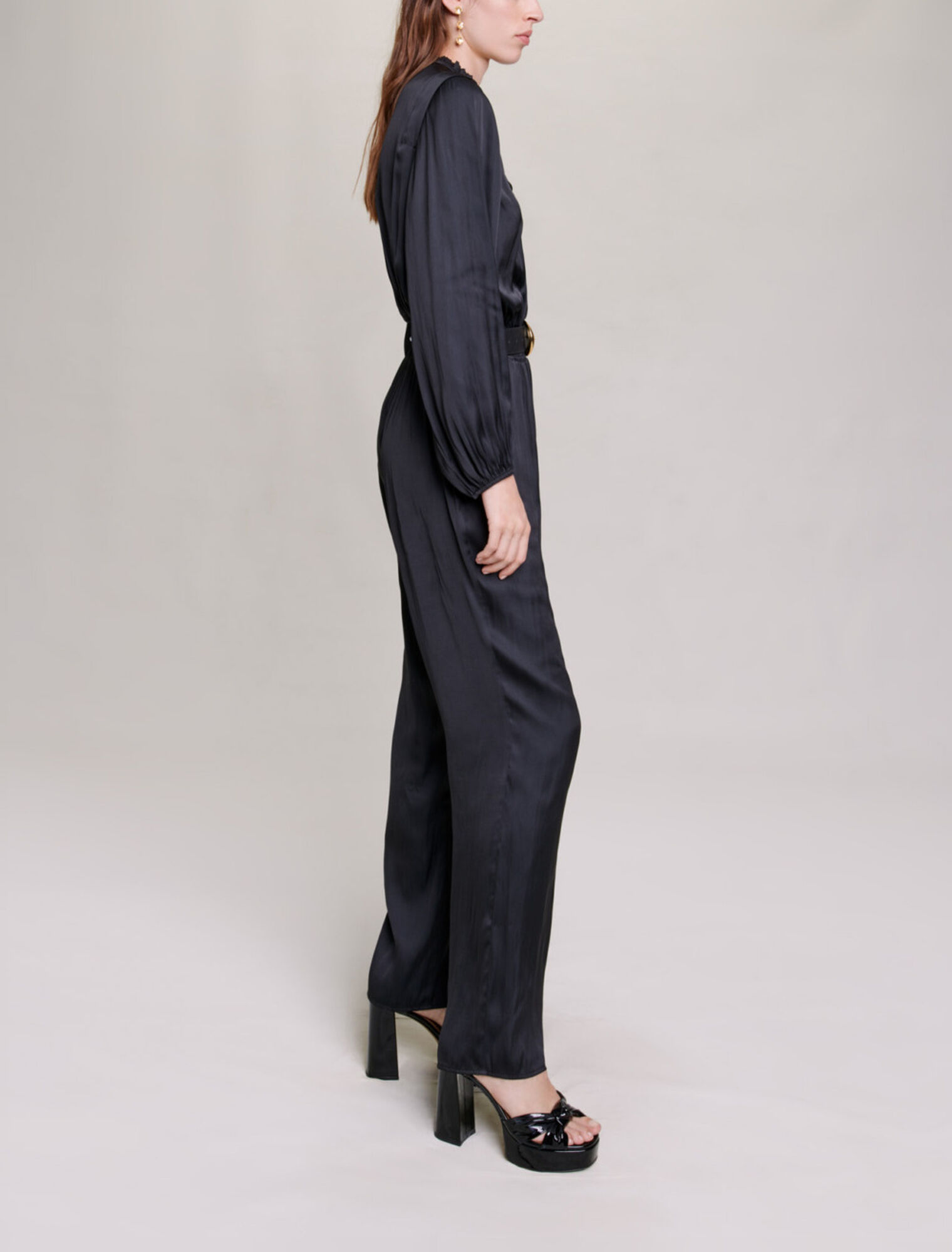 Langer, Jumpsuit mit Gürtel