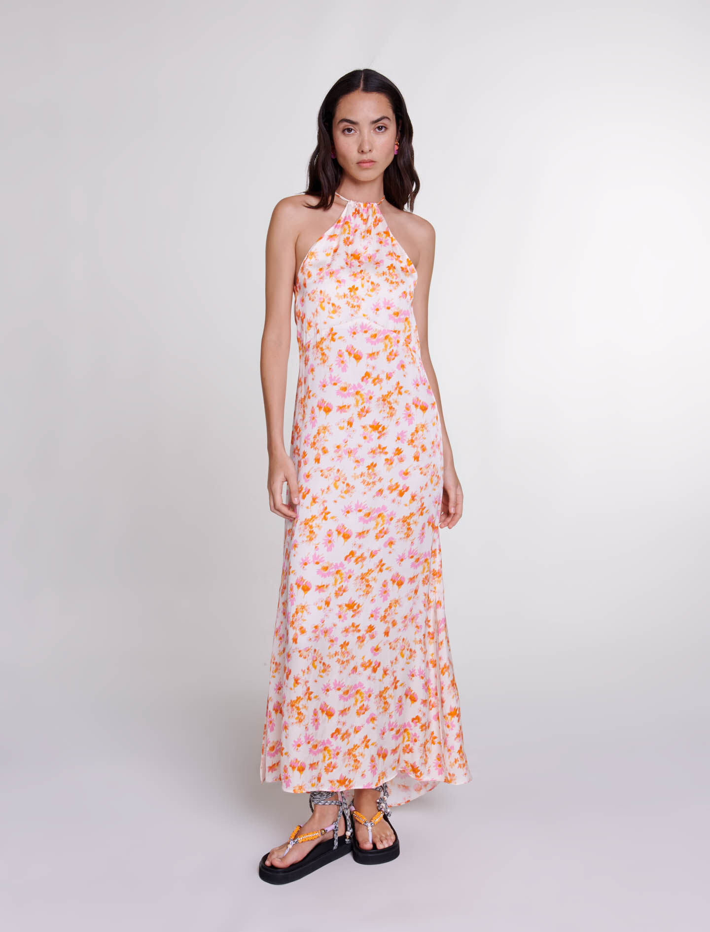 Satinkleid blumen clearance