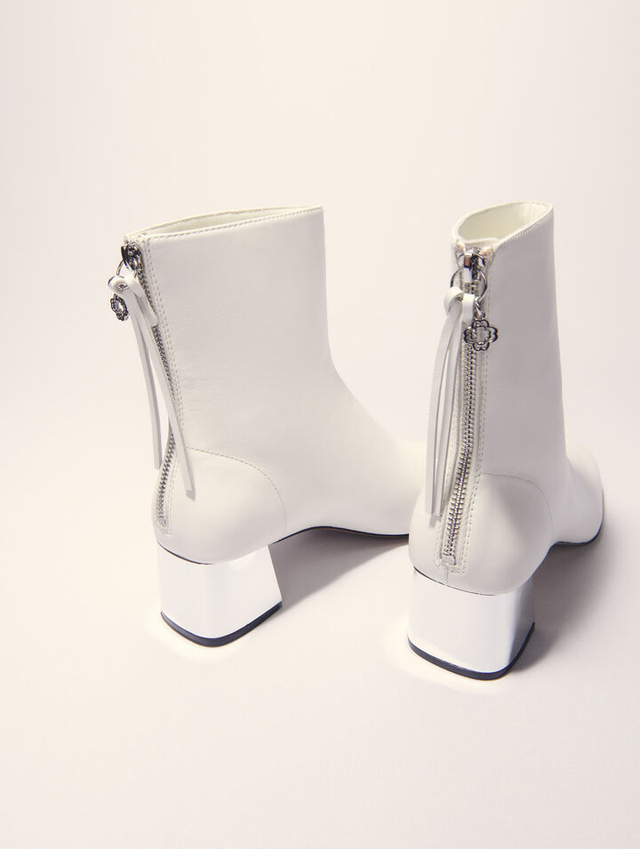 Lederstiefeletten mit eckiger Kappe
