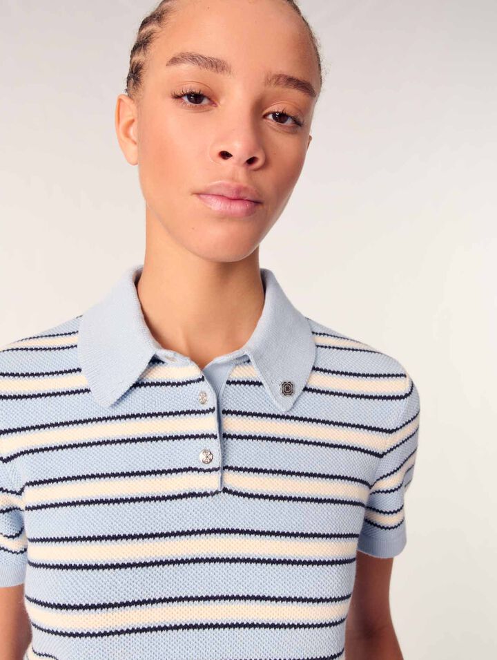 Poloshirt aus Strick mit Streifen
