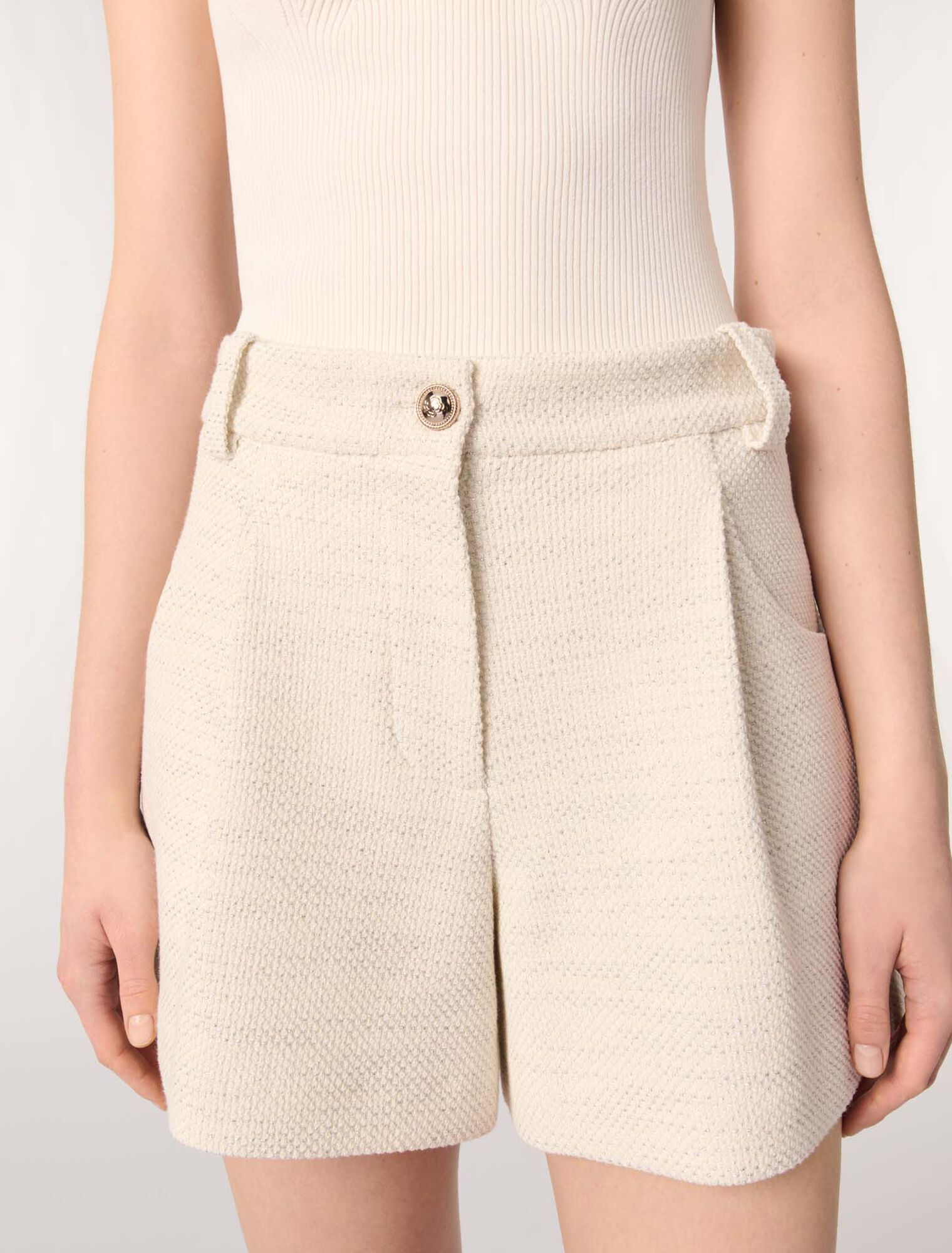 Shorts aus Tweed und Lurex