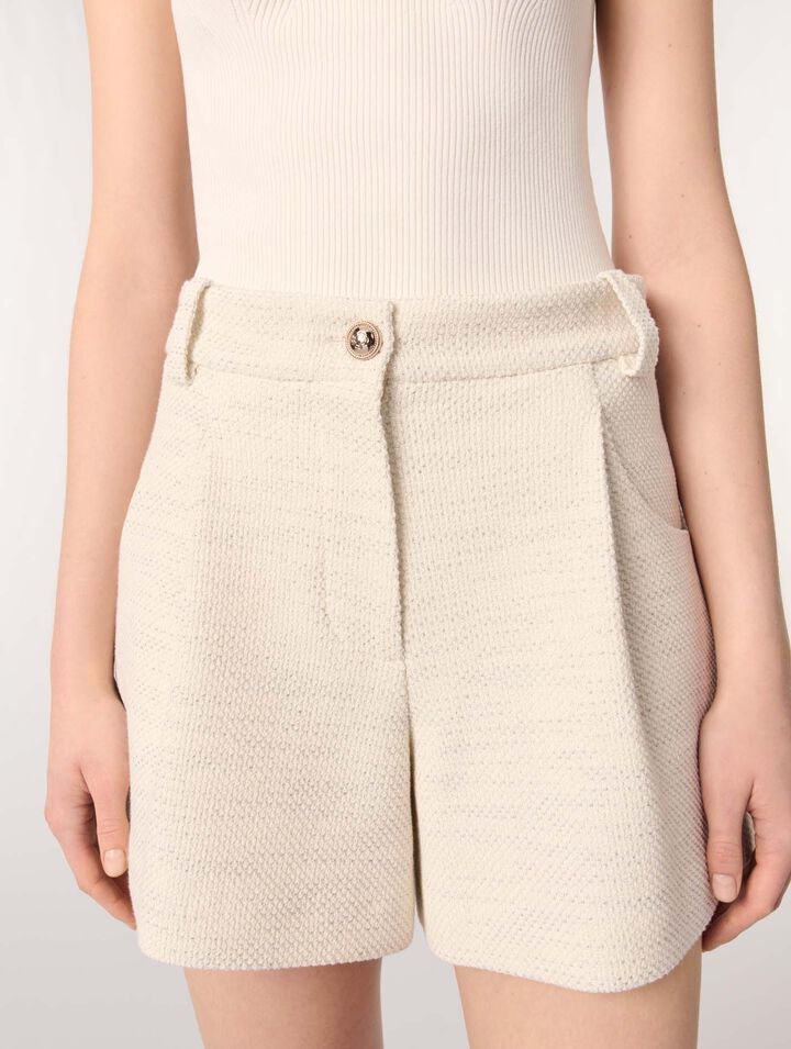 Shorts aus Tweed und Lurex