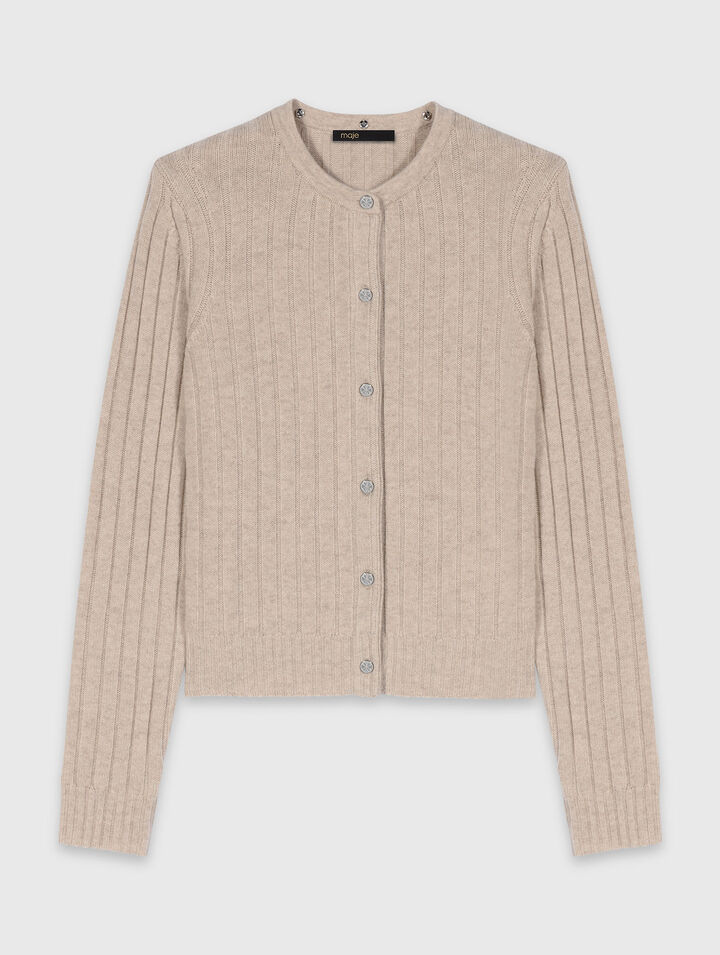 Cardigan, abnehmbarer Perlenkragen