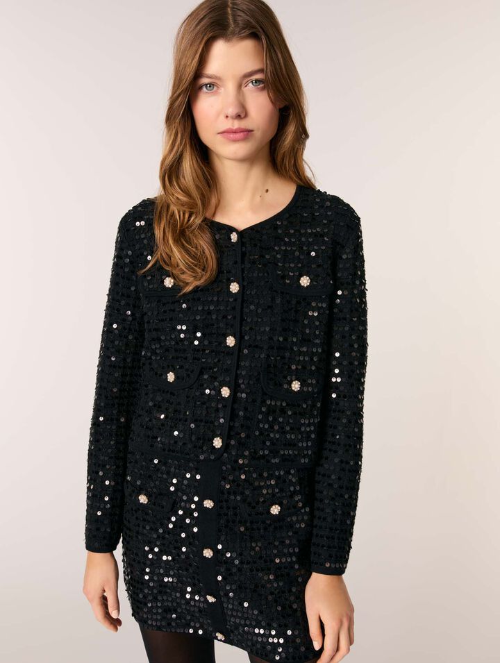 Kurzer Cardigan mit Pailletten