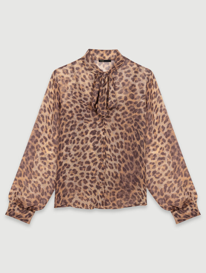 Bluse mit Print Lavallière-Kragen