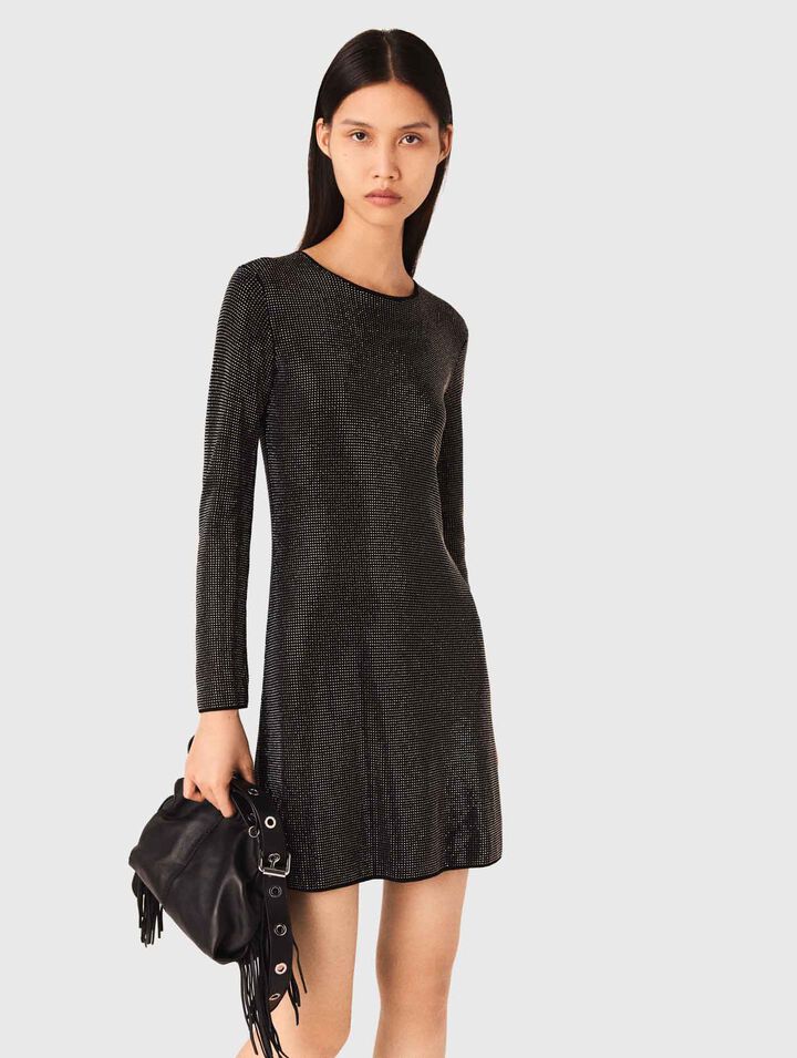Kurzes Strickkleid mit Strass