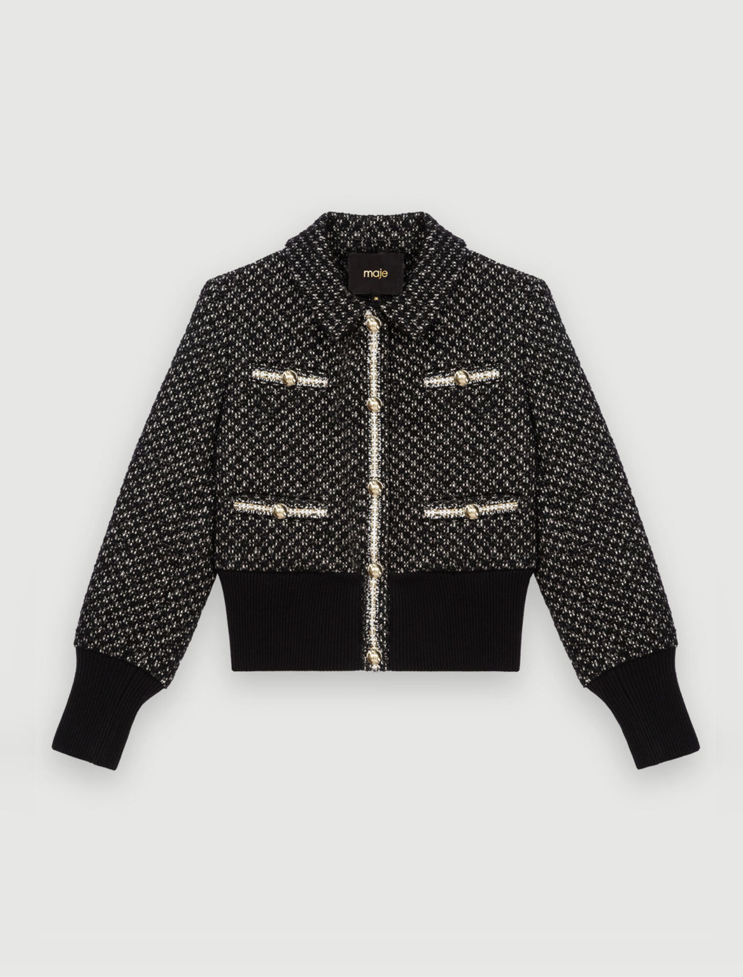 Unten geraffter Blouson aus Tweed