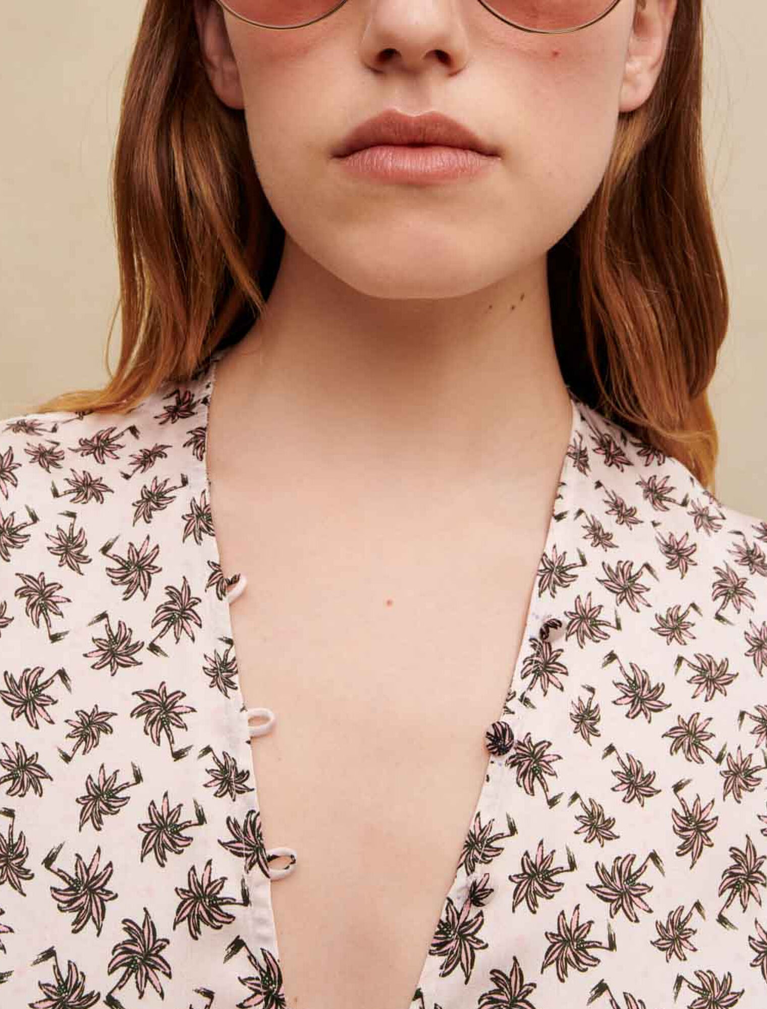 Langes Kleid mit Palmenprint