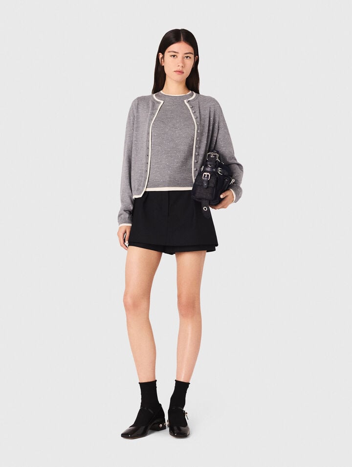 Cardigan aus 100% Wolle mit Strass