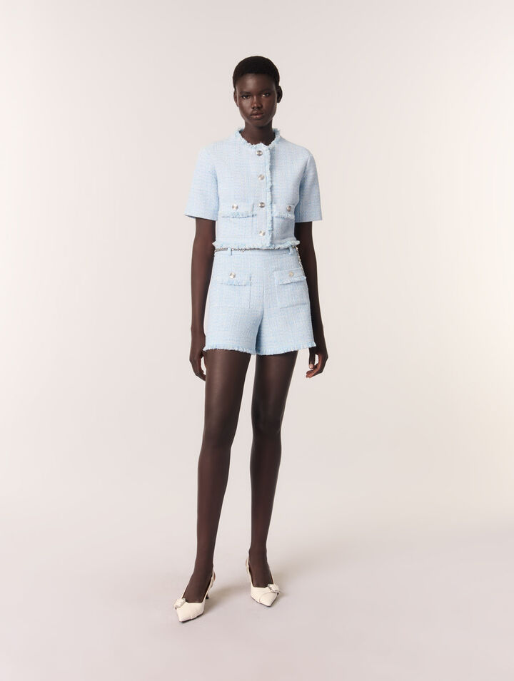 Shorts aus Tweed mit Gürtel