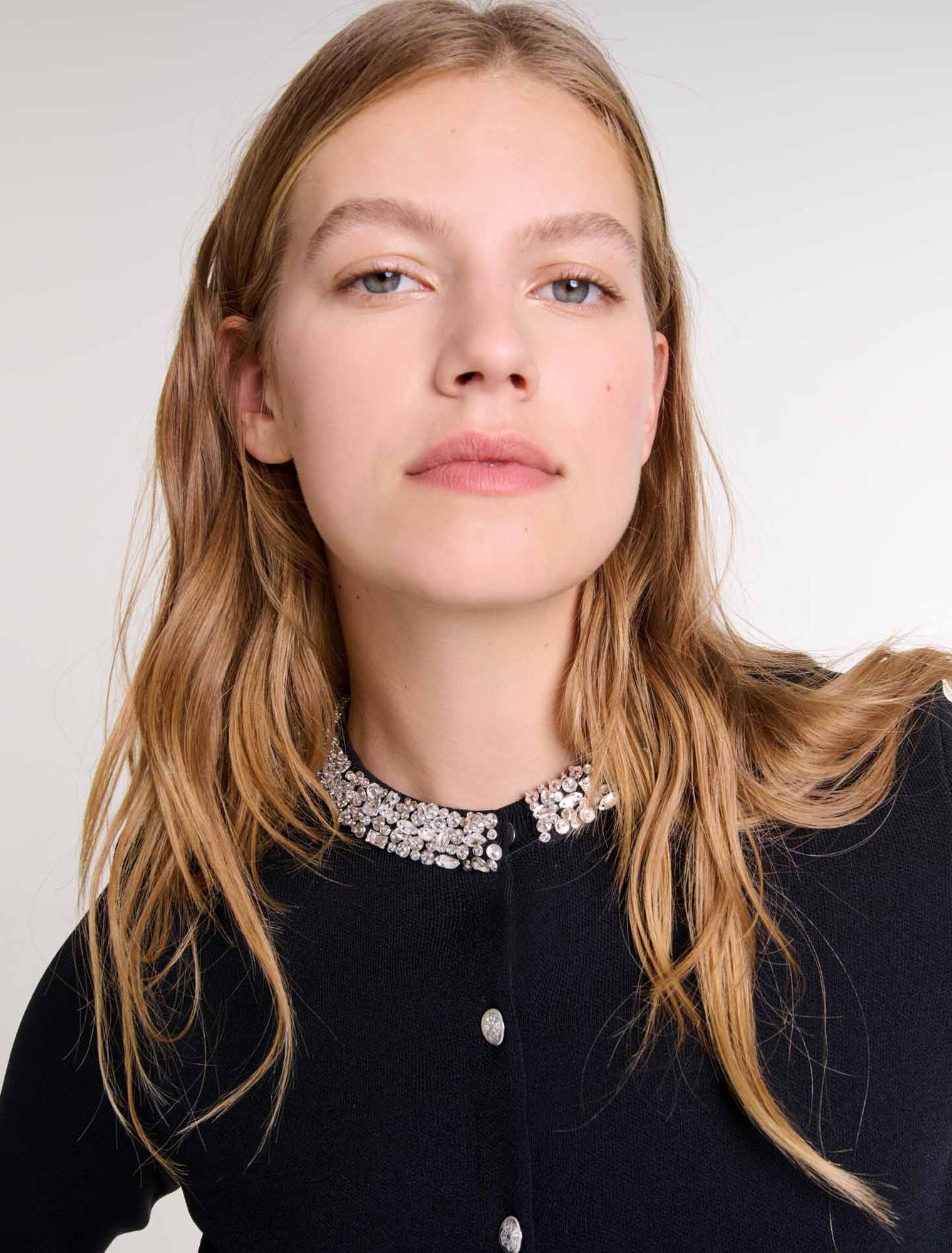 Cardigan mit Strass-Borten