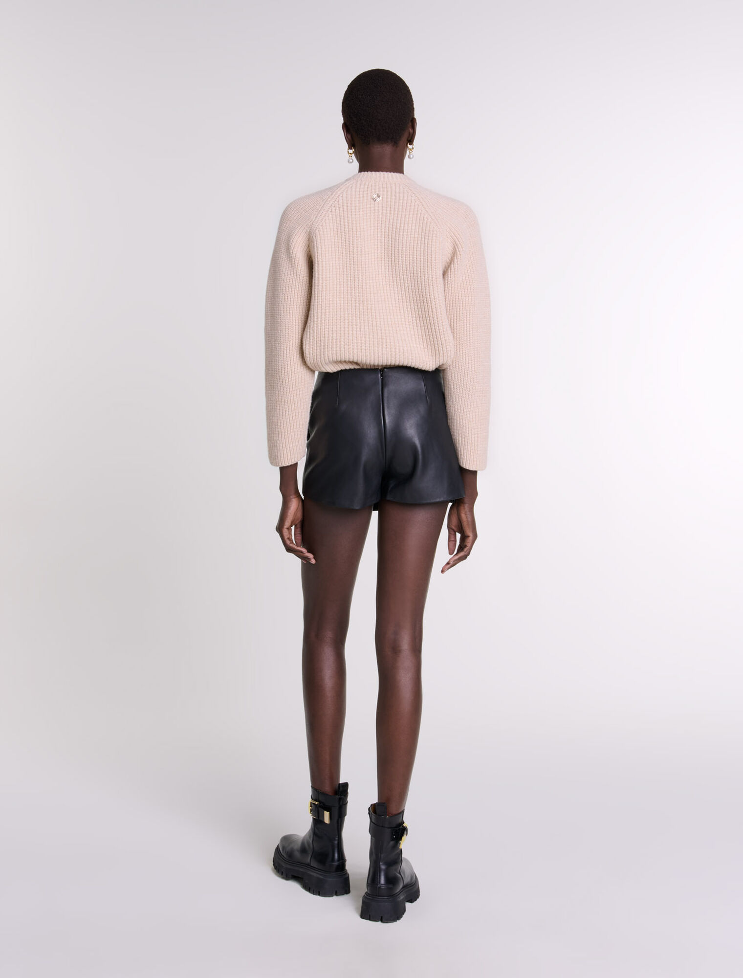 Trompe-l'Oeil-Shorts aus Leder