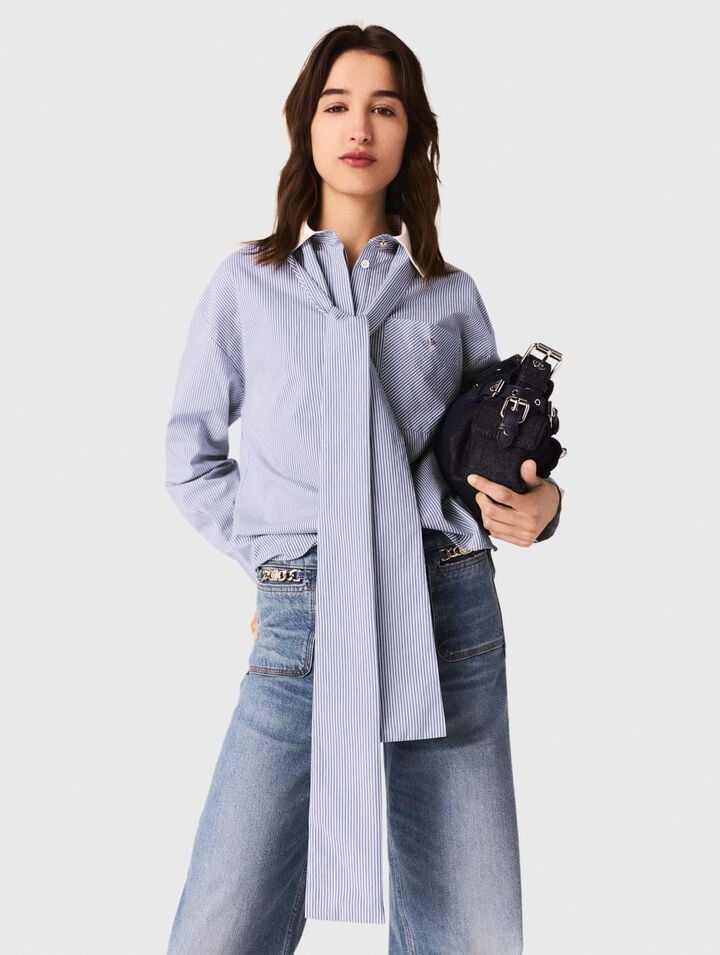 Gestreifte Bluse mit Lavallière-Kragen