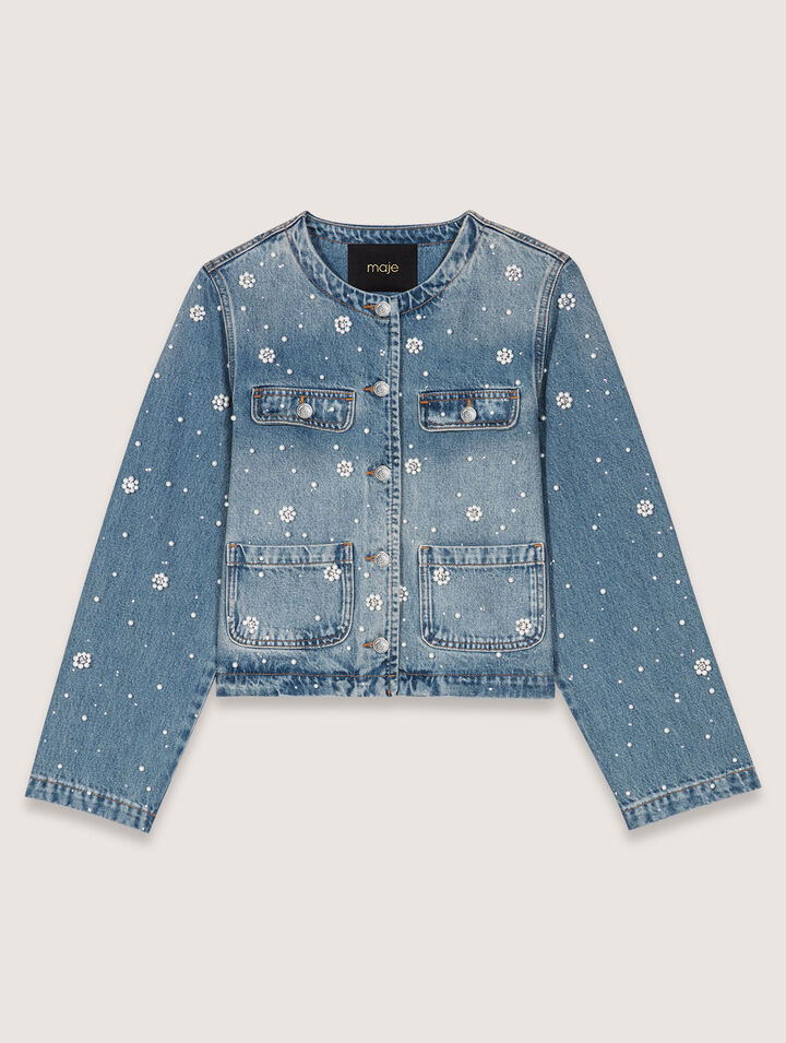 Jacke aus besticktem Denim