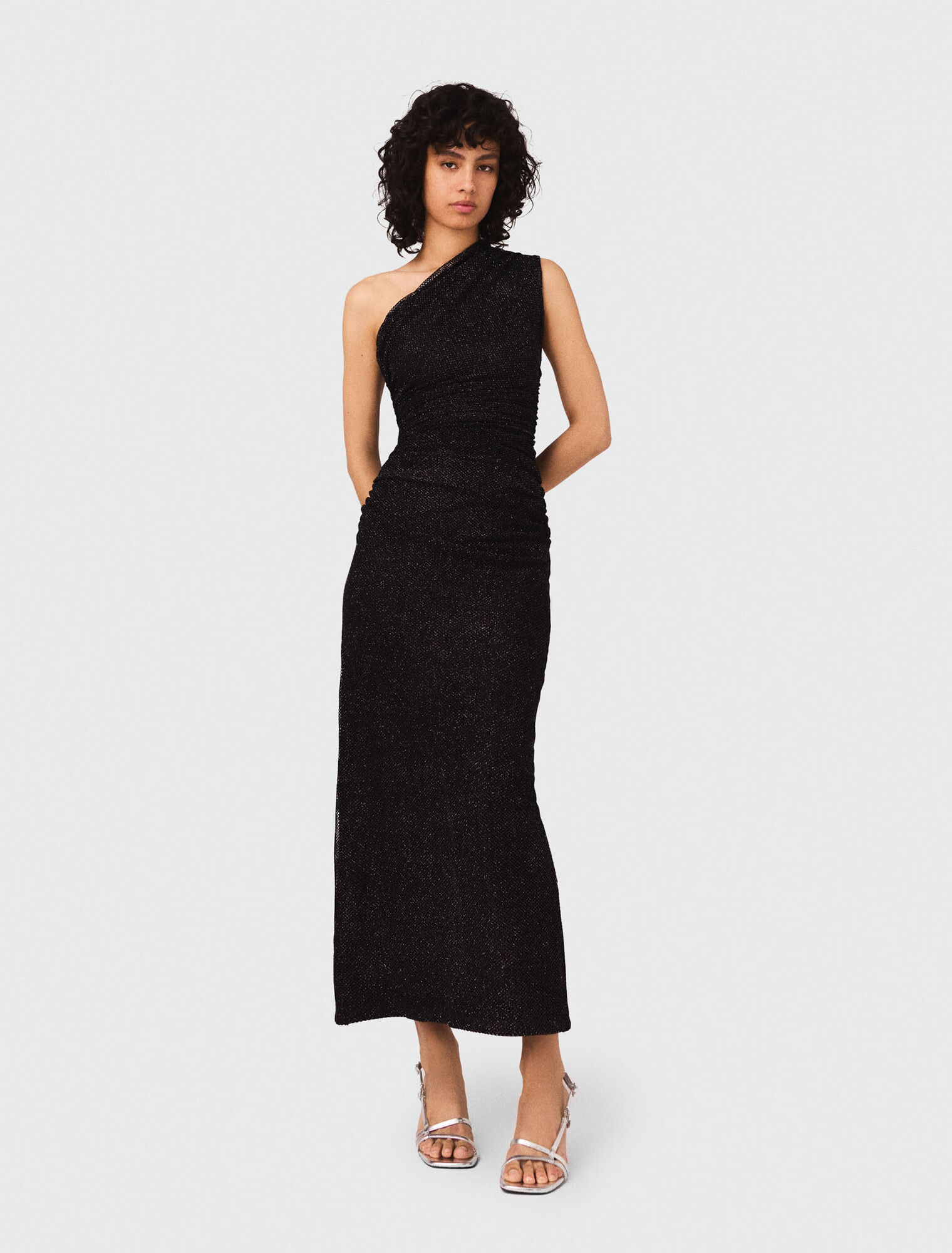 Asymmetrisches Strickkleid mit Strass