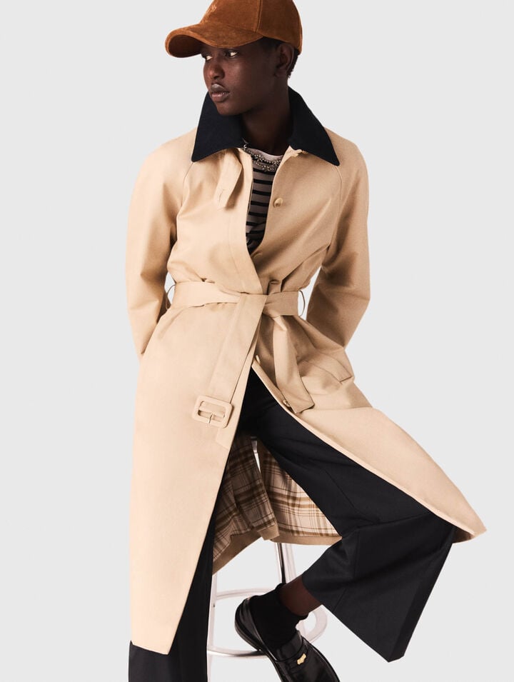 Trenchcoat mit Kontrastärmeln
