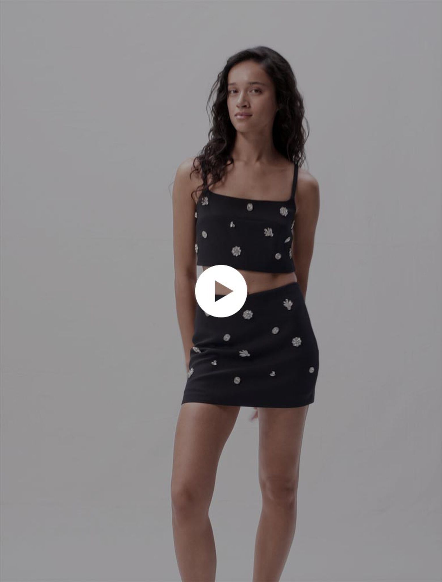 Trompe-l'Œil-Shorts mit Strass