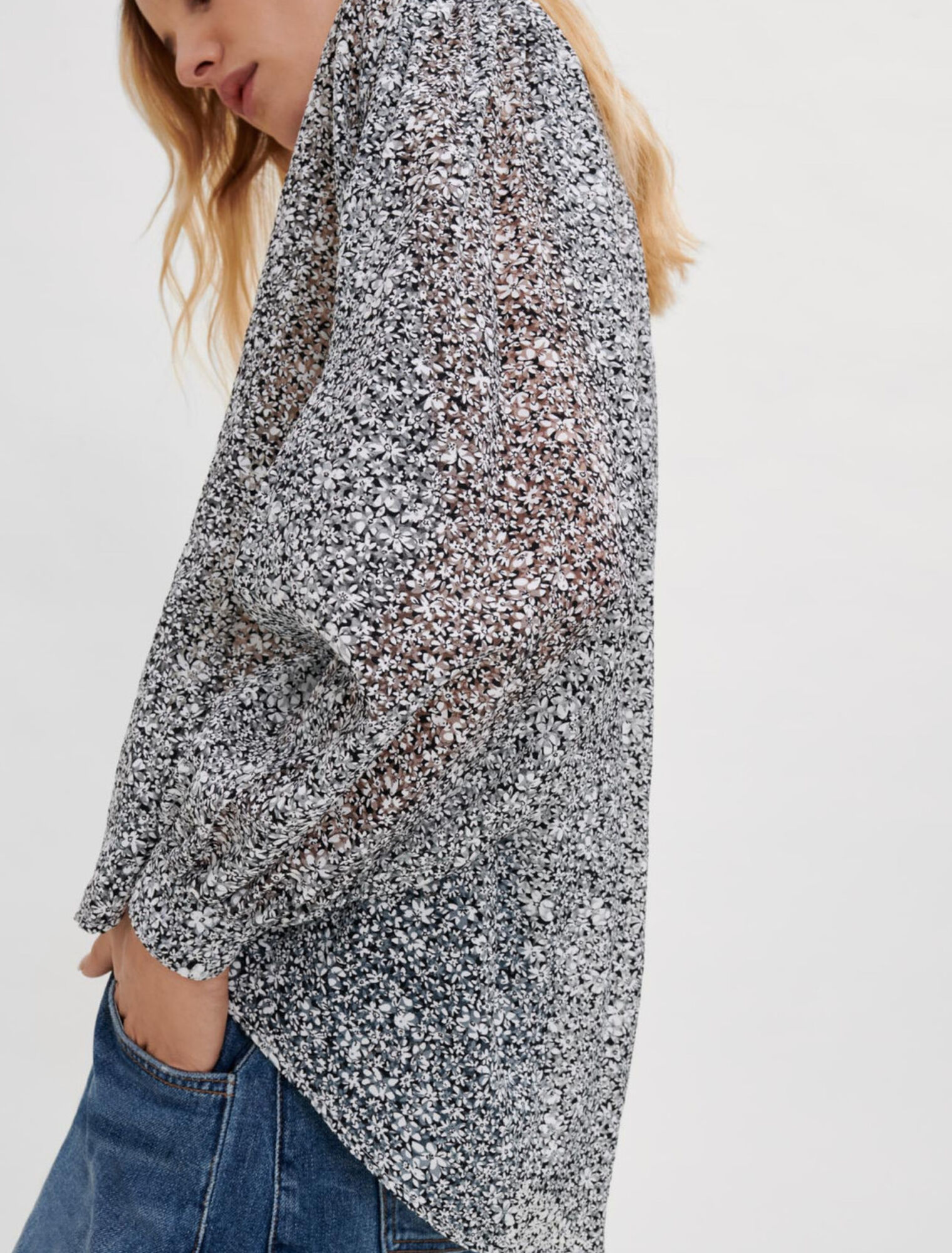Gekipptes Hemd aus bedrucktem Jacquard