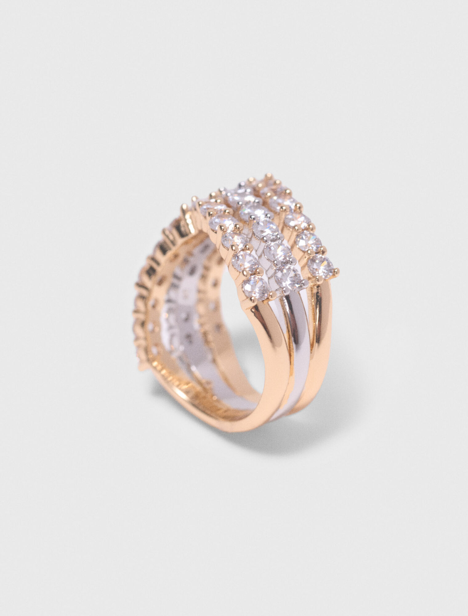 Bicolor-Ring mit Strass