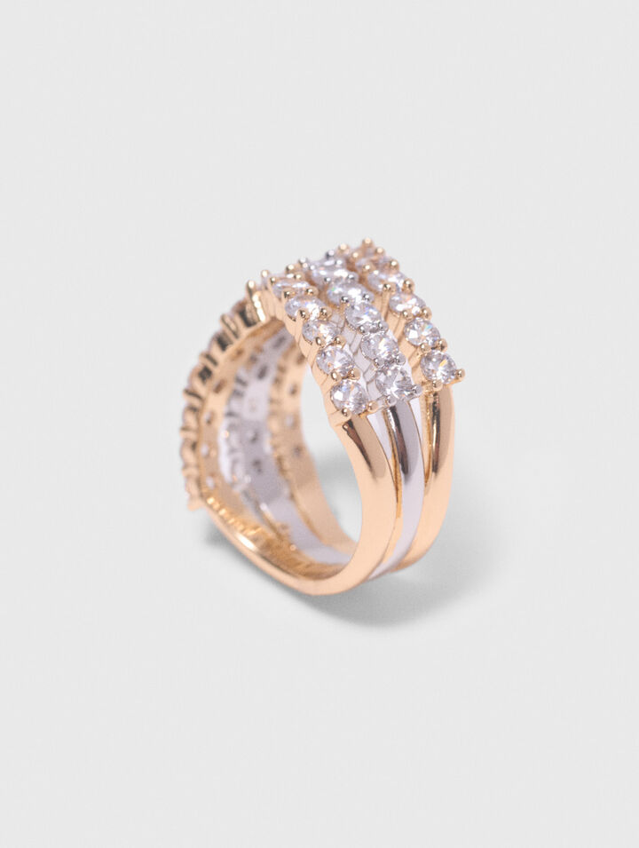 Bicolor-Ring mit Strass