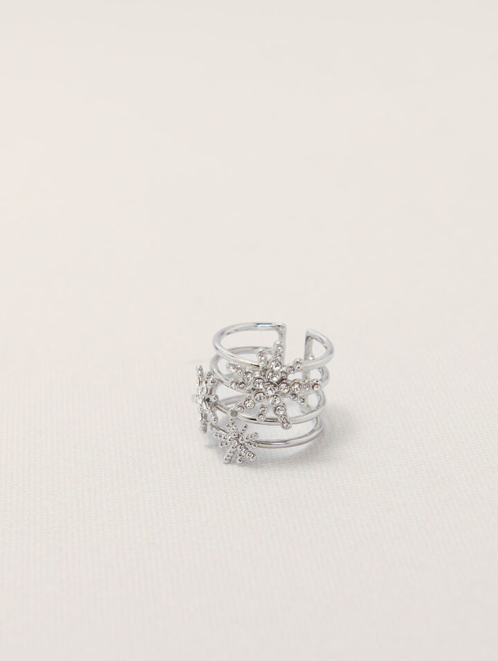 Fingerring mit Strass-Sternen